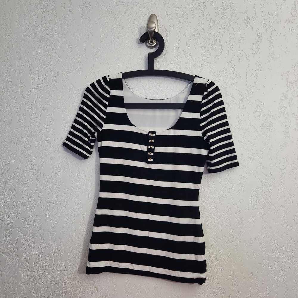 Classic Black and White Striped Women's Top